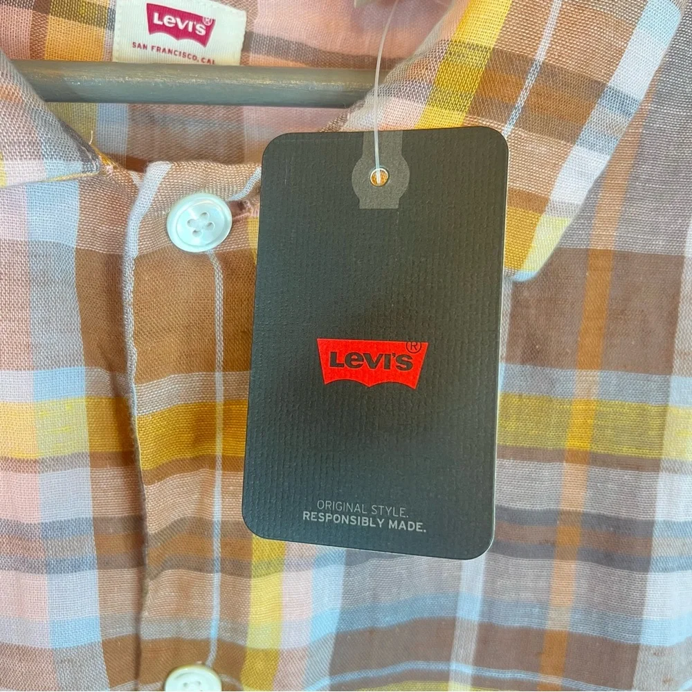Levi’s Men’s Short Sleeve Slouchy Plaid Button Up Shirt Size L,XL NWT